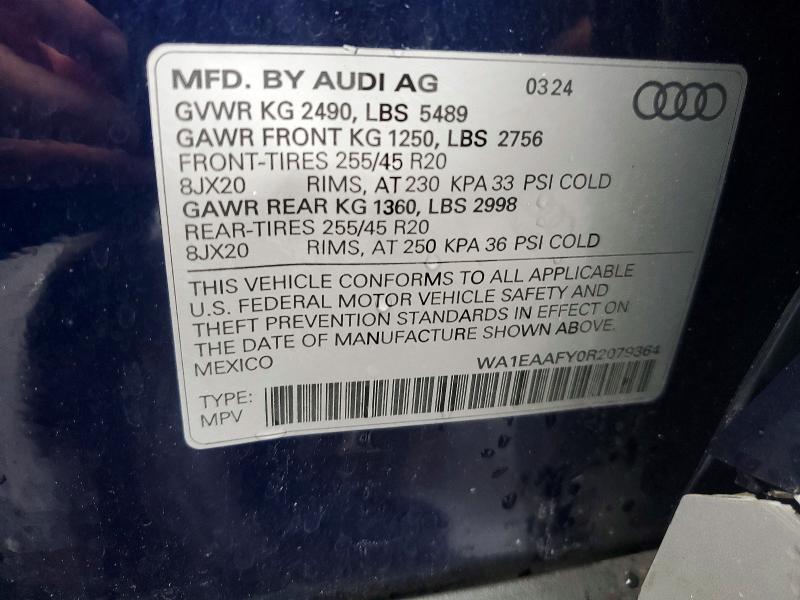 69882786 :رقم المزاد ، WA1EAAFY0R2079364 vin ، 2024 Audi Q5 مزاد بيع