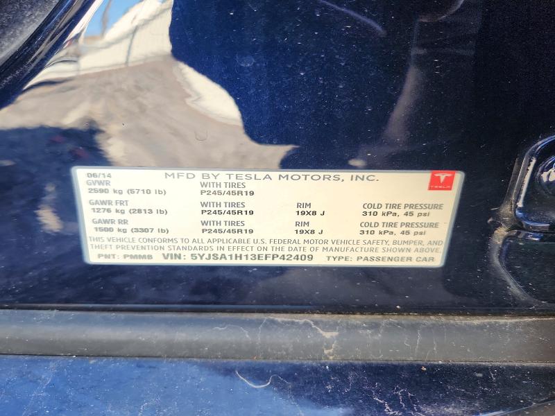 68937146 :رقم المزاد ، 5YJSA1H13EFP42409 vin ، 2014 Tesla Model S مزاد بيع