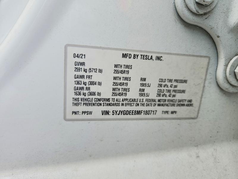 Продажа на аукционе авто 2021 Tesla Model Y, vin: 5YJYGDEE8MF180717, номер лота: 69714446