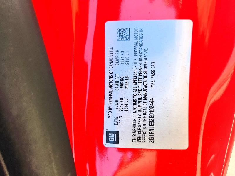 2014 Chevrolet Camaro მანქანა იყიდება აუქციონზე, vin: 2G1FA1E33E9193444, აუქციონის ნომერი: 69629136