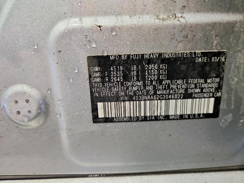 Aukcja sprzedaży 2016 Subaru Legacy, vin: 4S3BNAA62G3046022, numer aukcji: 70003576