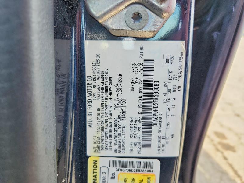 70319136 :رقم المزاد ، 3FA6P0HD2ER388083 vin ، 2014 Ford Fusion مزاد بيع