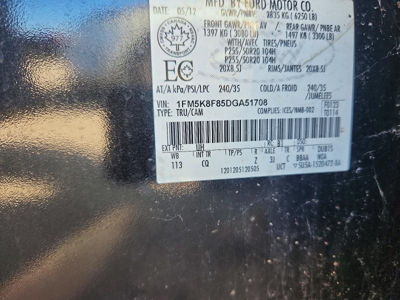 Aukcja sprzedaży 2013 Ford Explorer, vin: 1FM5K8F85DGA51708, numer aukcji: 68176266