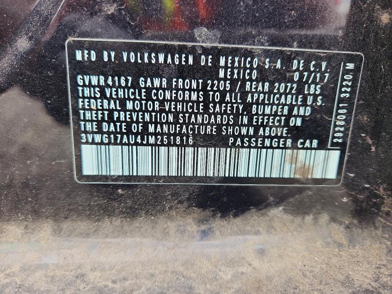 68606366 :رقم المزاد ، 3VWG17AU4JM251816 vin ، 2018 Volkswagen Golf مزاد بيع