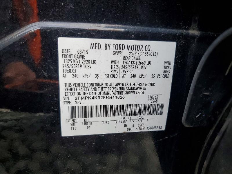 Продажа на аукционе авто 2015 Ford Edge, vin: 2FMPK4K92FBB11826, номер лота: 69451926