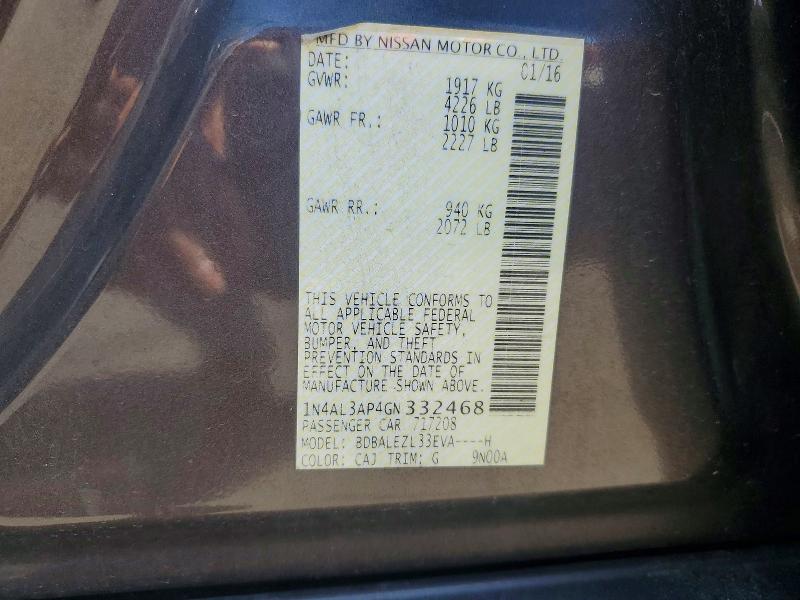 Aukcja sprzedaży 2016 Nissan Altima, vin: 1N4AL3AP4GN332468, numer aukcji: 71402326