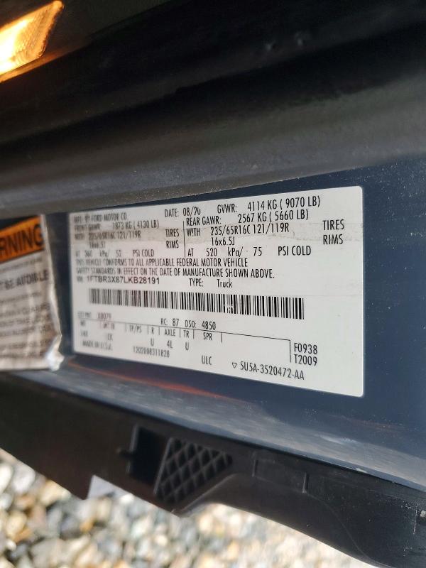 65045806 :رقم المزاد ، 1FTBR3X87LKB28191 vin ، 2020 Ford Transit 250 مزاد بيع