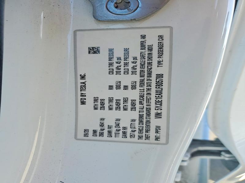 Auction sale of the 2020 Tesla Model 3, vin: 5YJ3E1EAXLF805788, lot number: 69165016