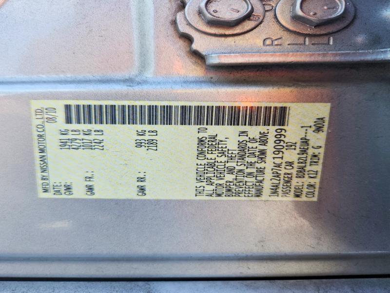 Продажа на аукционе авто 2010 Nissan Altima, vin: 1N4AL2AP7AC190999, номер лота: 70771876