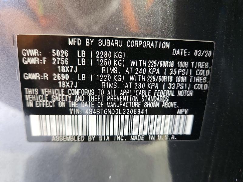 Продажа на аукционе авто 2020 Subaru Outback, vin: 4S4BTGND0L3206941, номер лота: 70260306