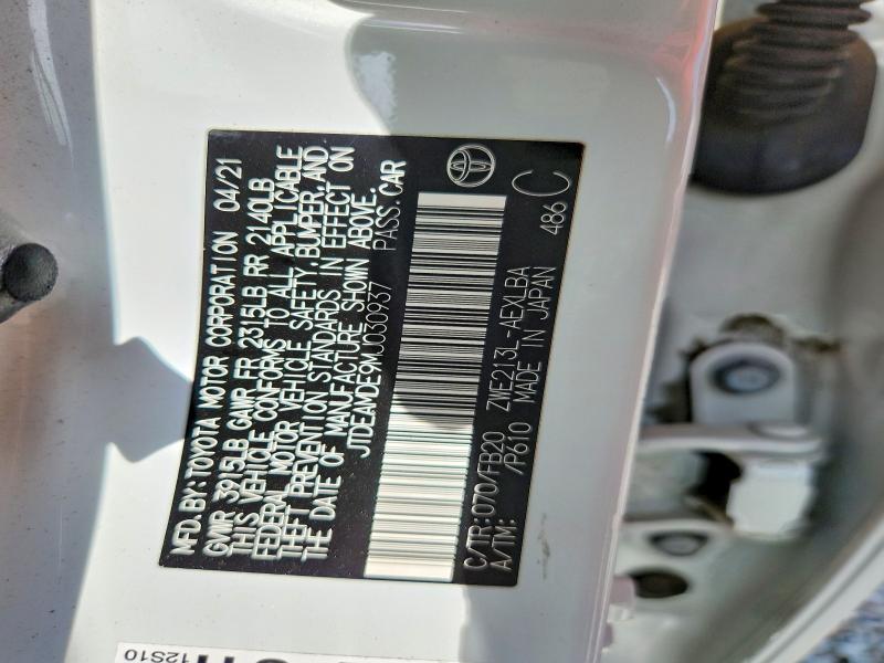 Продаж на аукціоні авто 2021 Toyota Corolla, vin: JTDEAMDE9MJ030937, номер лоту: 70282046