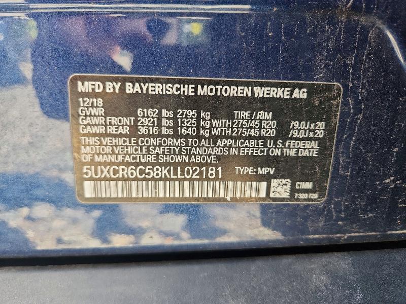 67792456 :رقم المزاد ، 5UXCR6C58KLL02181 vin ، 2019 Bmw X5 مزاد بيع