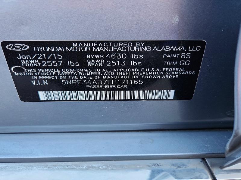 2015 Hyundai Sonata მანქანა იყიდება აუქციონზე, vin: 5NPE34AB7FH171165, აუქციონის ნომერი: 69718266