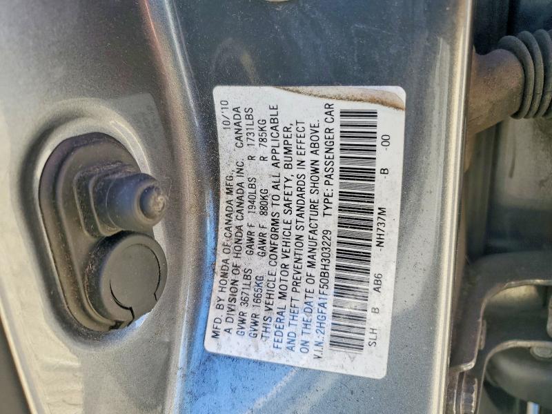 2011 Honda Civic მანქანა იყიდება აუქციონზე, vin: 2HGFA1F50BH303229, აუქციონის ნომერი: 69529446