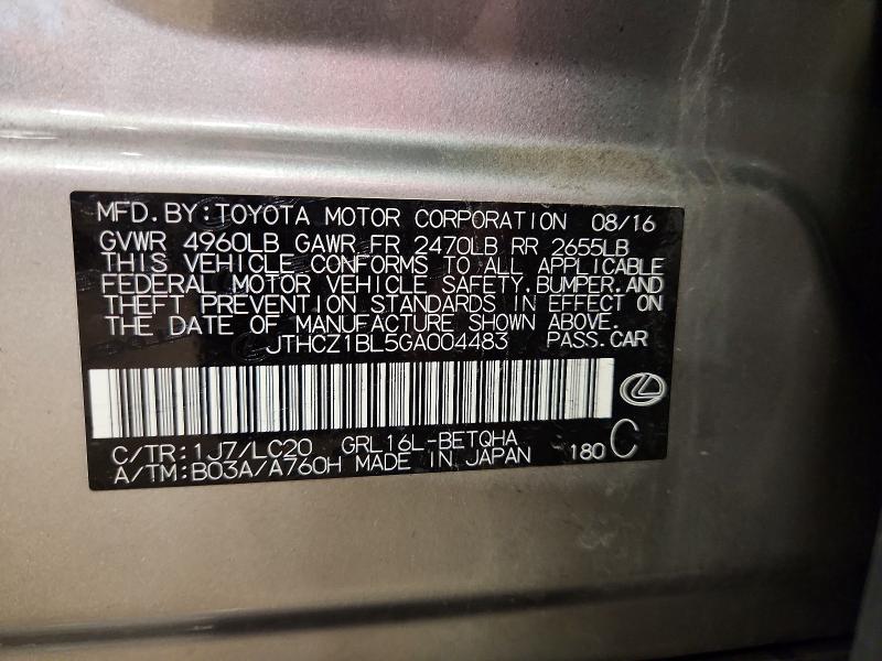 69503596 :رقم المزاد ، JTHCZ1BL5GA004483 vin ، 2016 Lexus Gs مزاد بيع