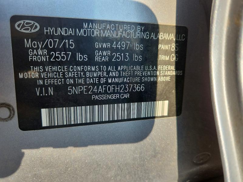 2015 Hyundai Sonata მანქანა იყიდება აუქციონზე, vin: 5NPE24AF0FH237366, აუქციონის ნომერი: 69023186