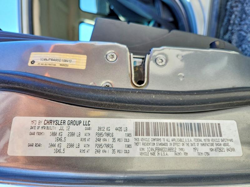 Продаж на аукціоні авто 2013 Jeep Patriot, vin: 1C4NJPBA0DD108912, номер лоту: 69442966