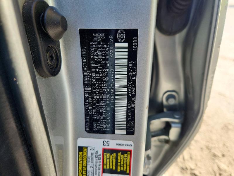 Продаж на аукціоні авто 2021 Toyota Camry, vin: 4T1K61AK2MU444231, номер лоту: 68306616