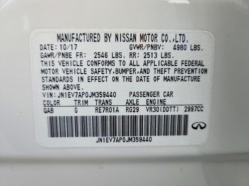 68001526 :رقم المزاد ، JN1EV7AP0JM359440 vin ، 2018 Infiniti Q50 مزاد بيع