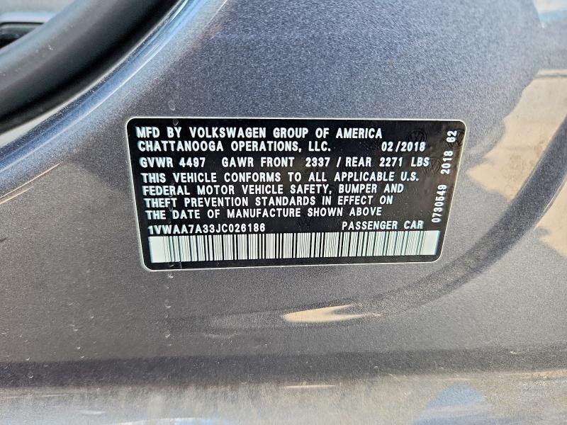 Продаж на аукціоні авто 2018 Volkswagen Passat, vin: 1VWAA7A33JC026186, номер лоту: 68434156