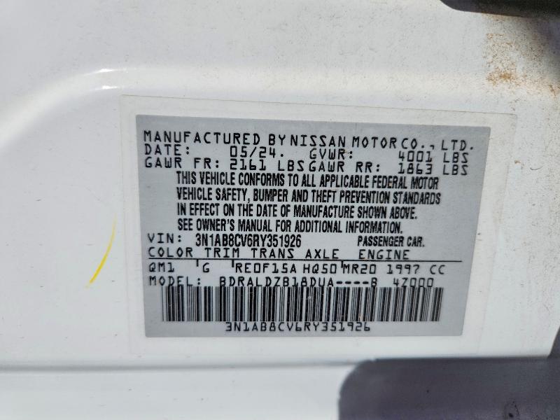 Aukcja sprzedaży 2024 Nissan Sentra, vin: 3N1AB8CV6RY351926, numer aukcji: 68928416