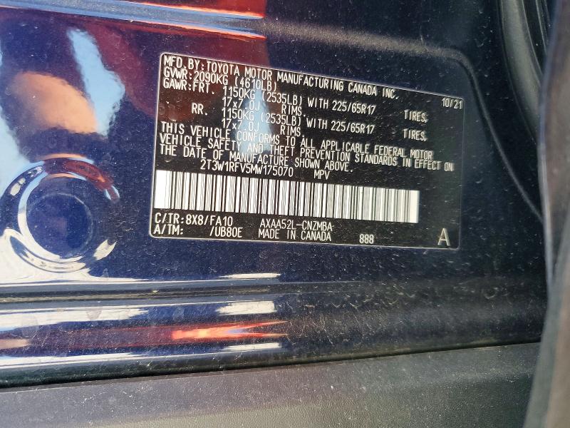 Aukcja sprzedaży 2021 Toyota Rav4, vin: 2T3W1RFV5MW175070, numer aukcji: 68578516