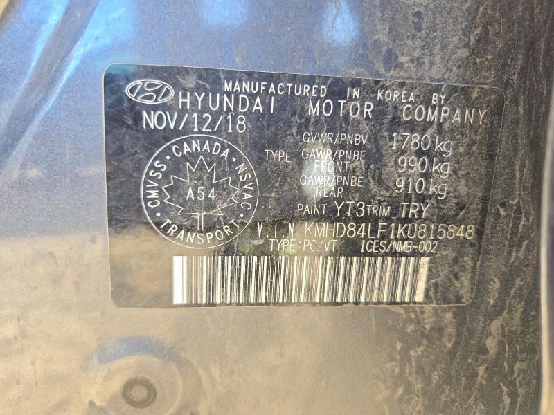 Продаж на аукціоні авто 2019 Hyundai Elantra, vin: KMHD84LF1KU815848, номер лоту: 68653866