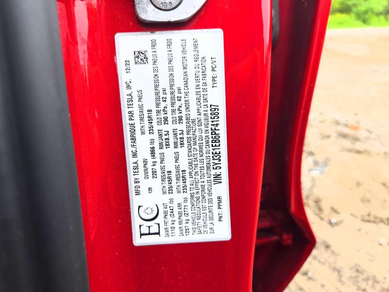 66378886 :رقم المزاد ، 5YJ3E1EB6PF415897 vin ، 2023 Tesla Model 3 مزاد بيع