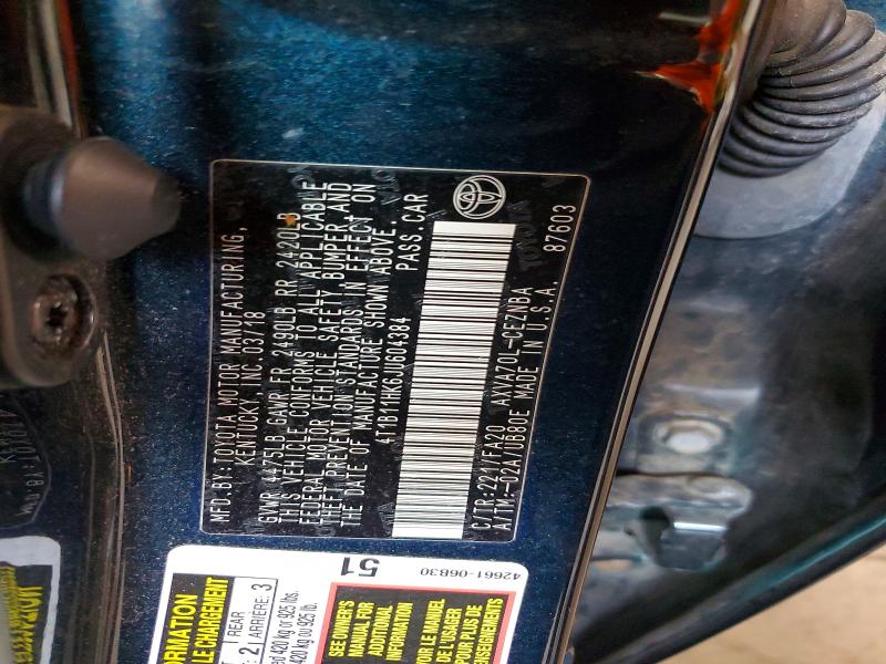 67310156 :رقم المزاد ، 4T1B11HK6JU604384 vin ، 2018 Toyota Camry مزاد بيع