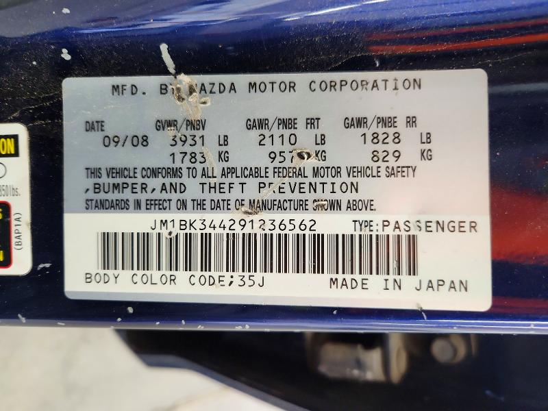 Aukcja sprzedaży 2009 Mazda 3, vin: JM1BK344291236562, numer aukcji: 69398496