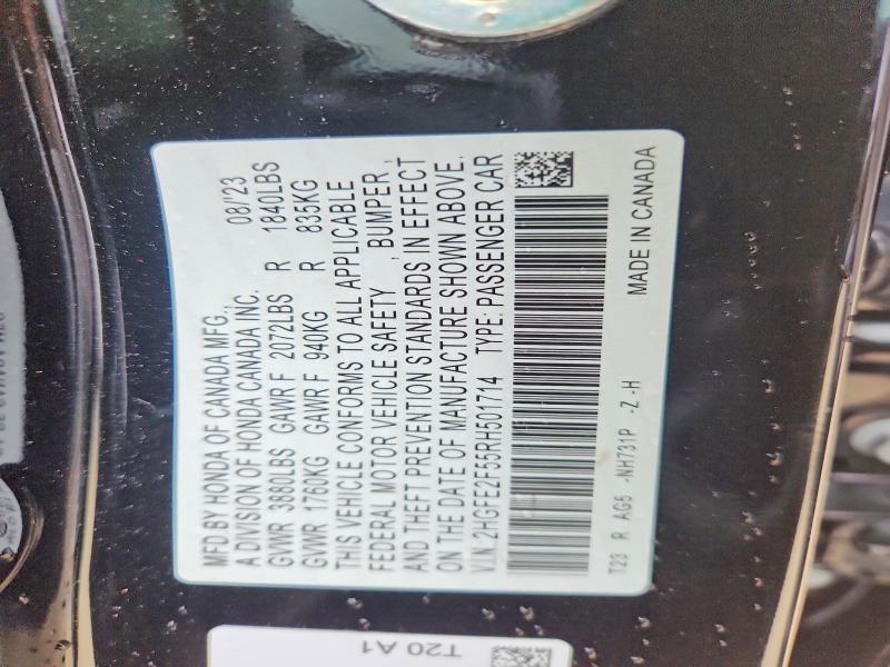 2024 Honda Civic მანქანა იყიდება აუქციონზე, vin: 2HGFE2F55RH501714, აუქციონის ნომერი: 67803406
