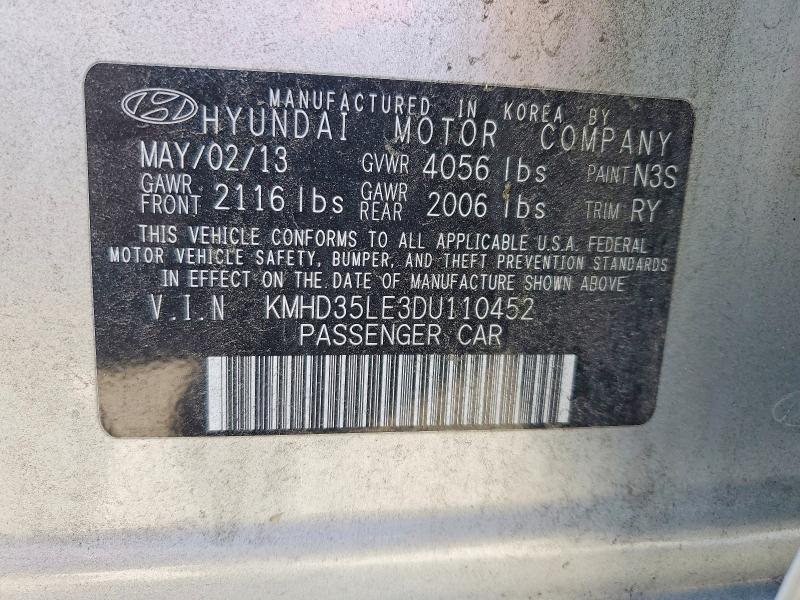 2013 Hyundai Elantra Gt მანქანა იყიდება აუქციონზე, vin: KMHD35LE3DU110452, აუქციონის ნომერი: 68806886