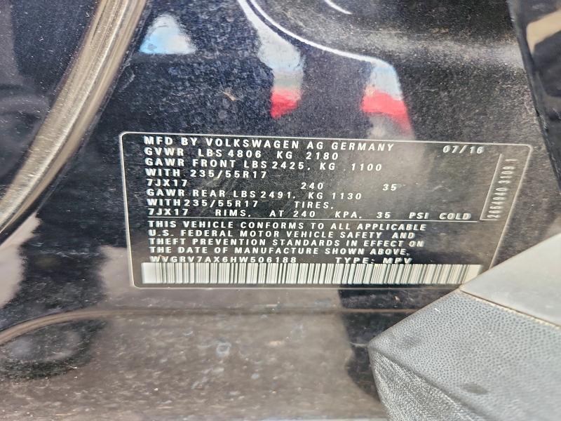 Aukcja sprzedaży 2017 Volkswagen Tiguan, vin: WVGRV7AX6HW506188, numer aukcji: 67346236