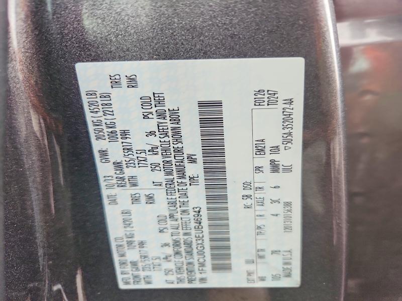 2014 Ford Escape მანქანა იყიდება აუქციონზე, vin: 1FMCU0GX3EUB46943, აუქციონის ნომერი: 69570506