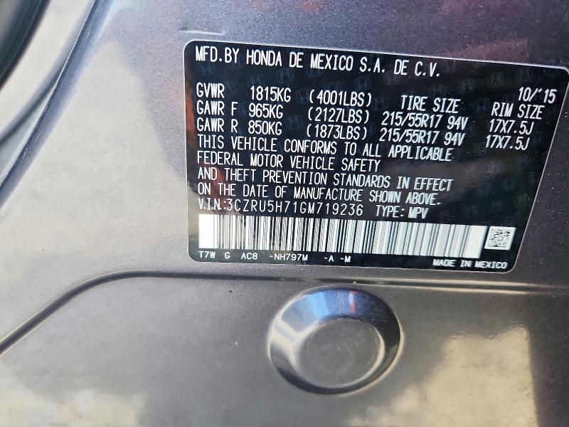 Продаж на аукціоні авто 2016 Honda Hr-v, vin: 3CZRU5H71GM719236, номер лоту: 67363426