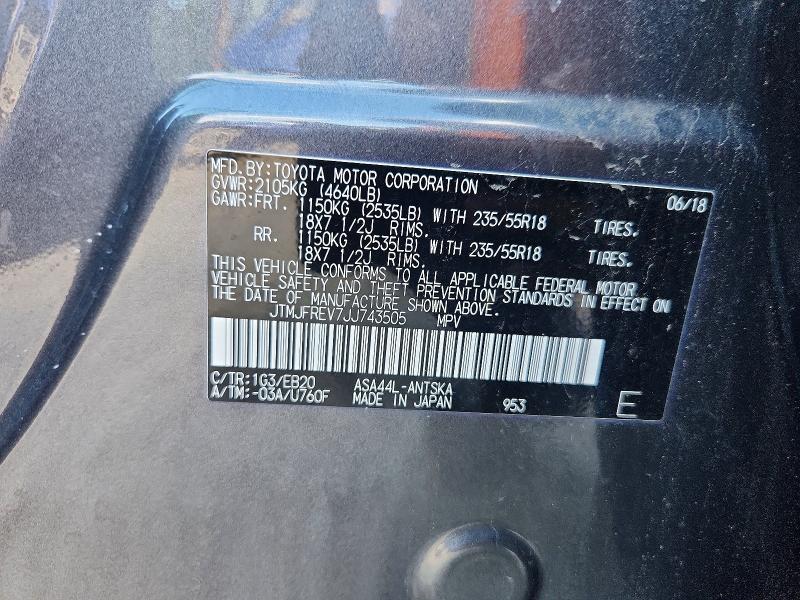 Продаж на аукціоні авто 2018 Toyota Rav4, vin: JTMJFREV7JJ743505, номер лоту: 69510856