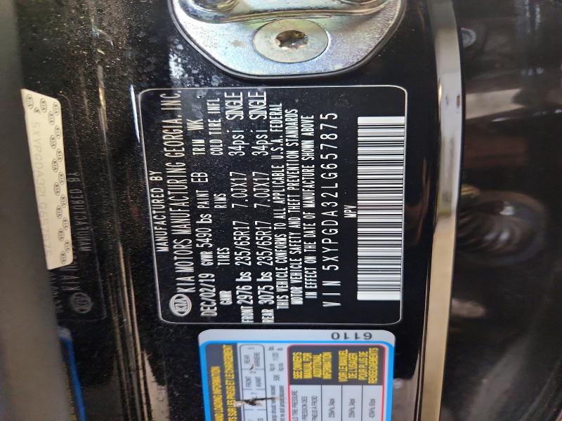 2020 Kia Sorento მანქანა იყიდება აუქციონზე, vin: 5XYPGDA32LG657875, აუქციონის ნომერი: 67728936