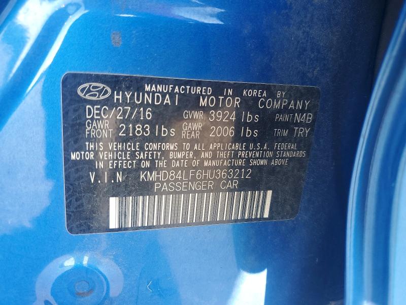 Продаж на аукціоні авто 2017 Hyundai Elantra, vin: KMHD84LF6HU363212, номер лоту: 70888496