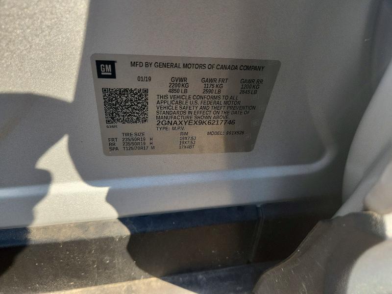 66600686 :رقم المزاد ، 2GNAXYEX9K6217746 vin ، 2019 Chevrolet Equinox مزاد بيع