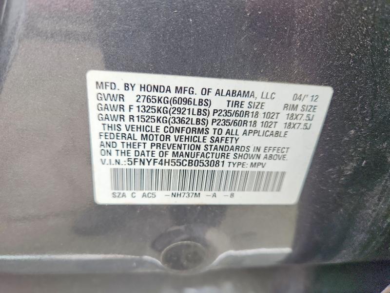 Продажа на аукционе авто 2012 Honda Pilot, vin: 5FNYF4H55CB053081, номер лота: 70053176