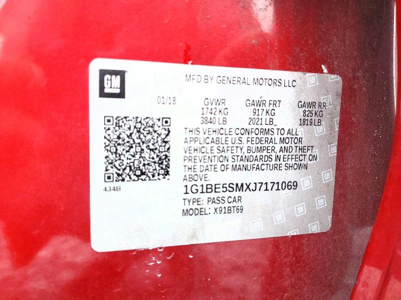 Aukcja sprzedaży 2018 Chevrolet Cruze, vin: 1G1BE5SMXJ717069, numer aukcji: 68020466