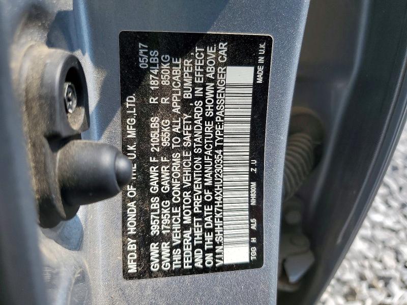 Aukcja sprzedaży 2017 Honda Civic, vin: SHHFK7H4XHU230354, numer aukcji: 69034416
