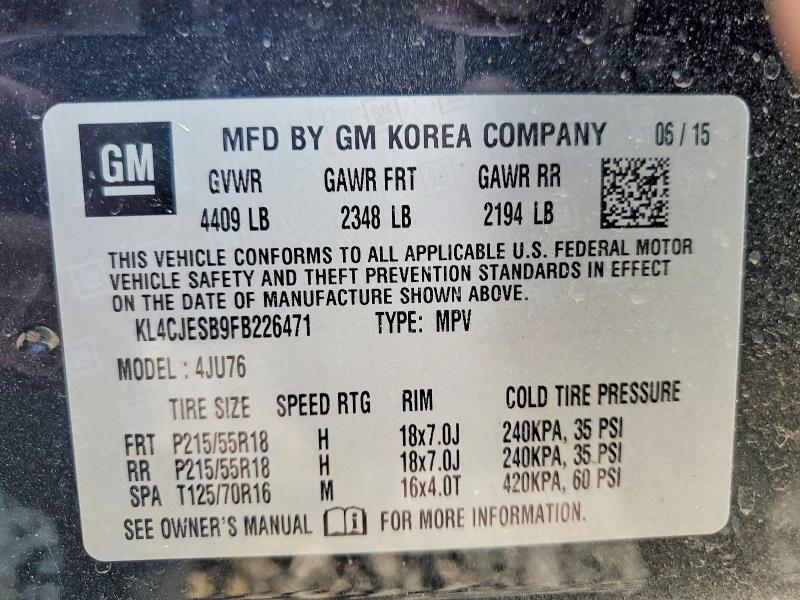 Продажа на аукционе авто 2015 Buick Encore, vin: KL4CJESB9FB226471, номер лота: 67555856