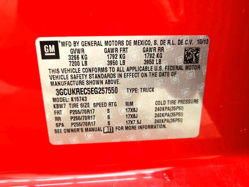Продажа на аукционе авто 2014 Chevrolet Silverado, vin: 3GCUKREC5EG257550, номер лота: 70893876