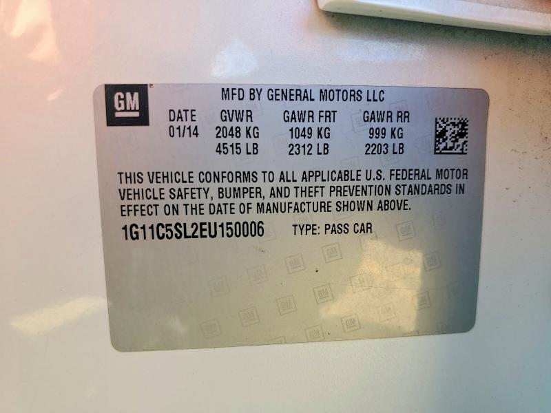 68866726 :رقم المزاد ، 1G11C5SL2EU150006 vin ، 2014 Chevrolet Malibu مزاد بيع