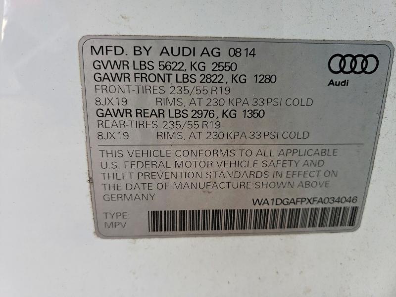 Aukcja sprzedaży 2015 Audi Q5, vin: WA1DGAFPXFA034046, numer aukcji: 68348996