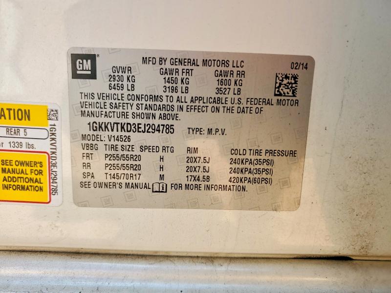 2014 Gmc Acadia მანქანა იყიდება აუქციონზე, vin: 1GKKVTKD3EJ294785, აუქციონის ნომერი: 67629026