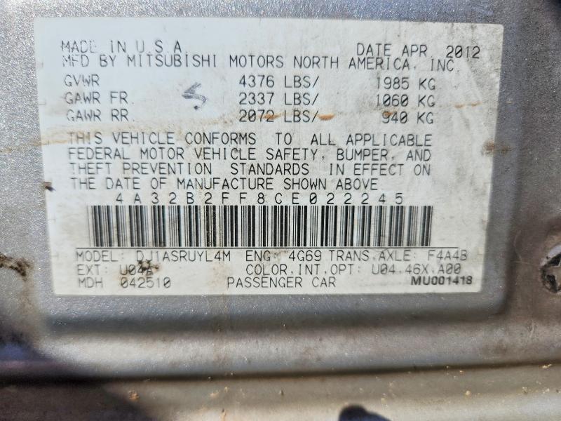Продажа на аукционе авто 2012 Mitsubishi Galant, vin: 4A32B2FF8CE022245, номер лота: 68542346