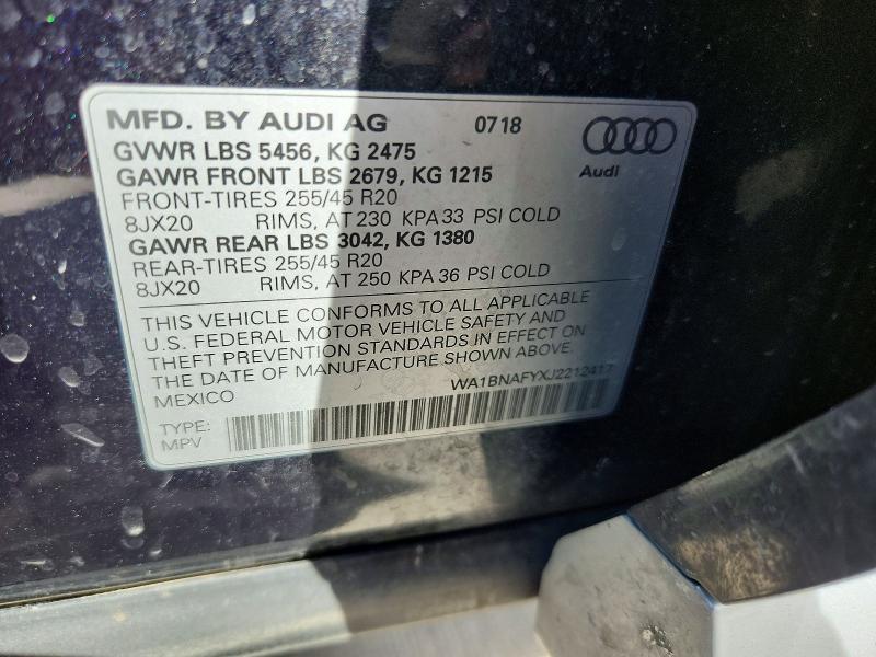Продаж на аукціоні авто 2018 Audi Q5, vin: WA1BNAFYXJ2212417, номер лоту: 69892426