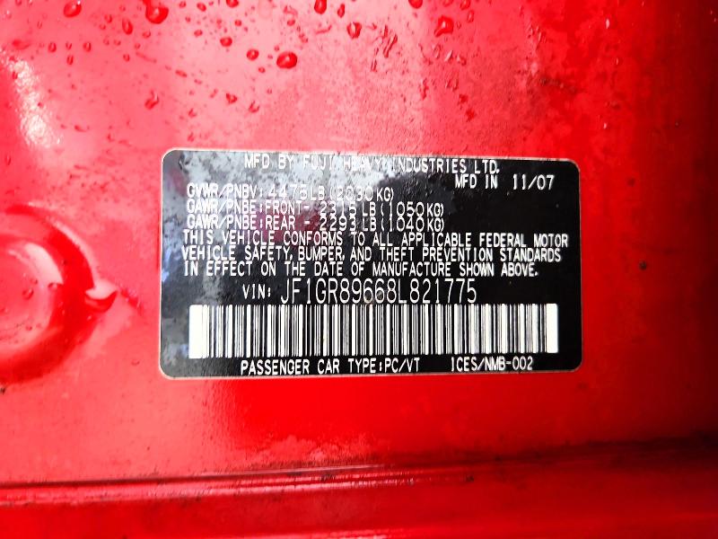 Продажа на аукционе авто 2008 Subaru Impreza, vin: JF1GR89668L821775, номер лота: 68119706